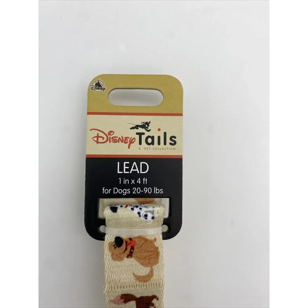 Disney Parks Tails Happy Dogs 4 Feet Lead Leash Dog 20-90Lbs w Pluto Dug Lady